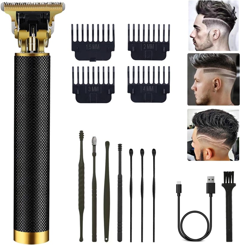 PXLISIE Professional Cordless Hair Clipper and Trimmer for Men, T Blade Zero Gapped Rechargeable Beard Shaver, Hair Cutting Kit With Ear Spoon Tool Set, Black - Image 1